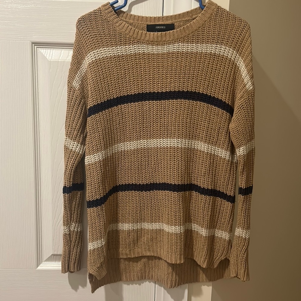 Brown striped knit sweater